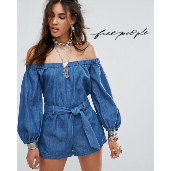 Free People Pants - Free People Tangled In Willows Denim Romper